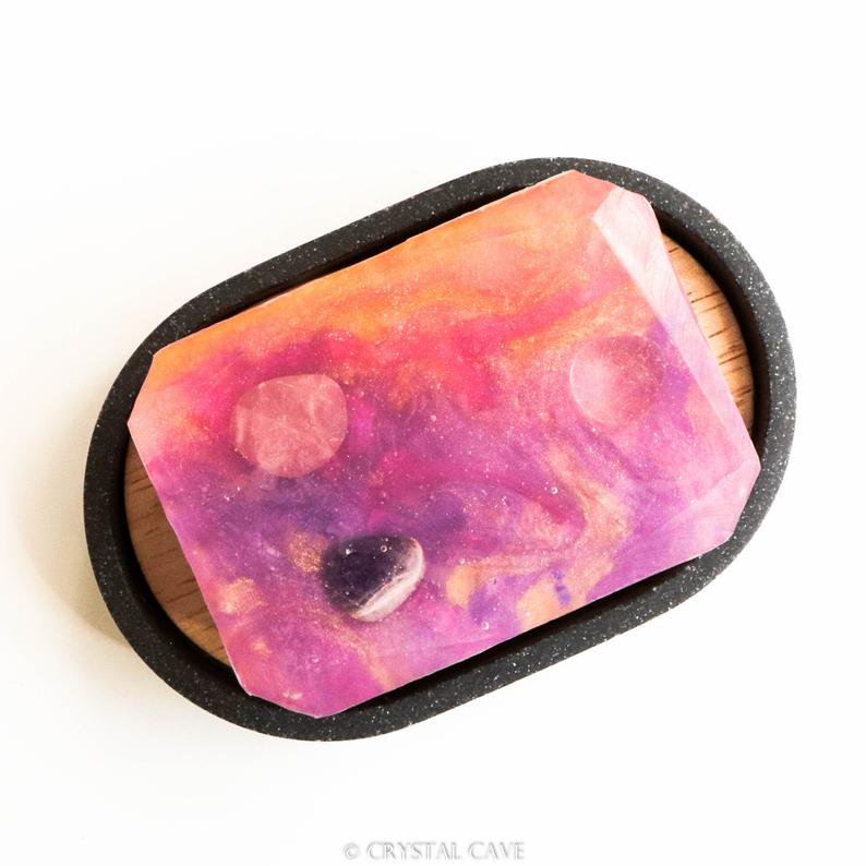 Ædelstenssæbe - Golden Trekant - Ametyst, Rose Quartz og Clear Quartz