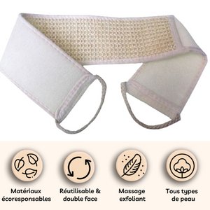 Massageriem van paardenhaar - zijkant van paardenhaar en zachte katoenen kant - toiletriem met scrubeffect voor de douche - tegen de sinaasappelhuid