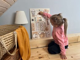 Wooden busy board for toddler- Beige busy board