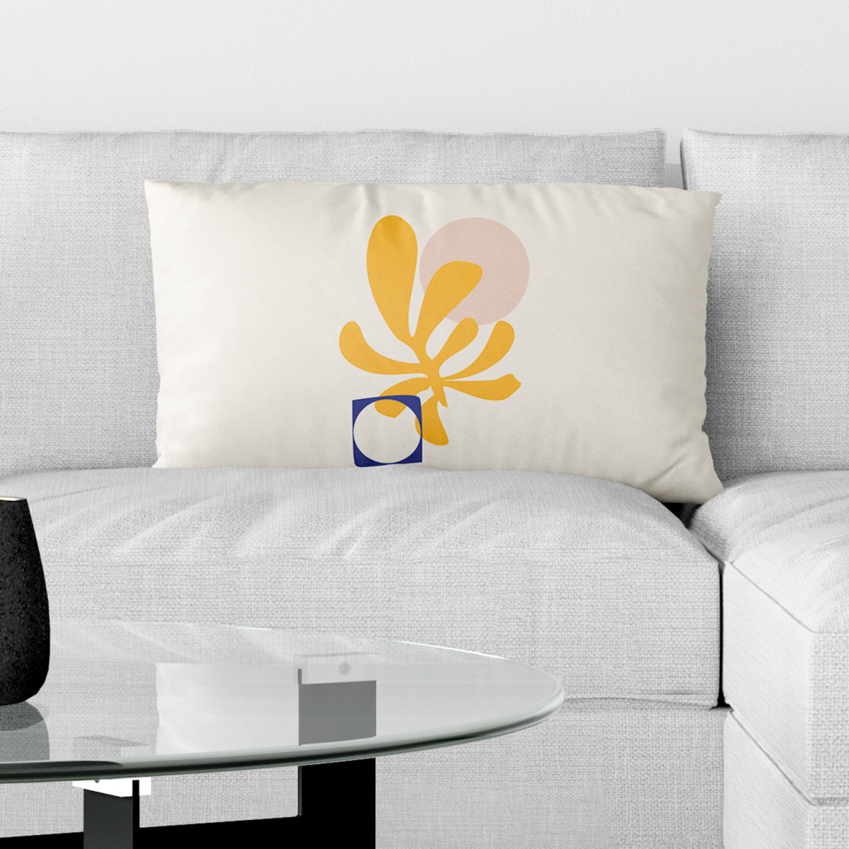 Yellow polyester decorative cushion 40x40cm 40x67cm Amélie model
