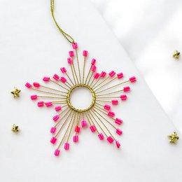 Decoratie Sparkle Ultrafine Starflower ornament neon roze
