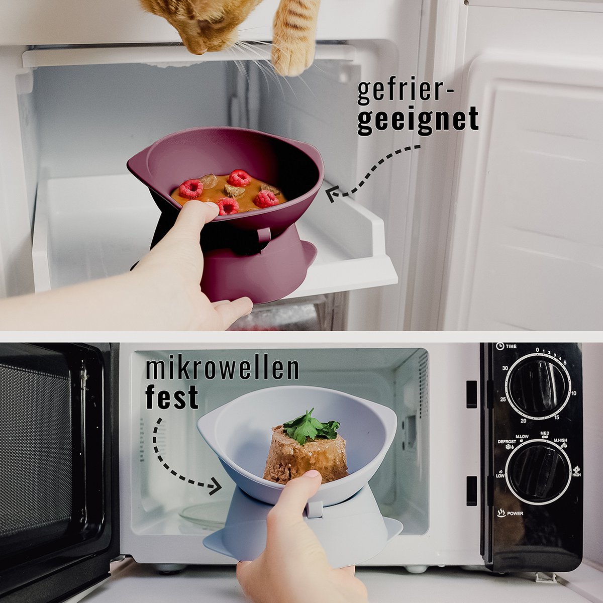 ne&no® Erhöhter Silikon Katzennapf + mit verstellbarer Neigung
