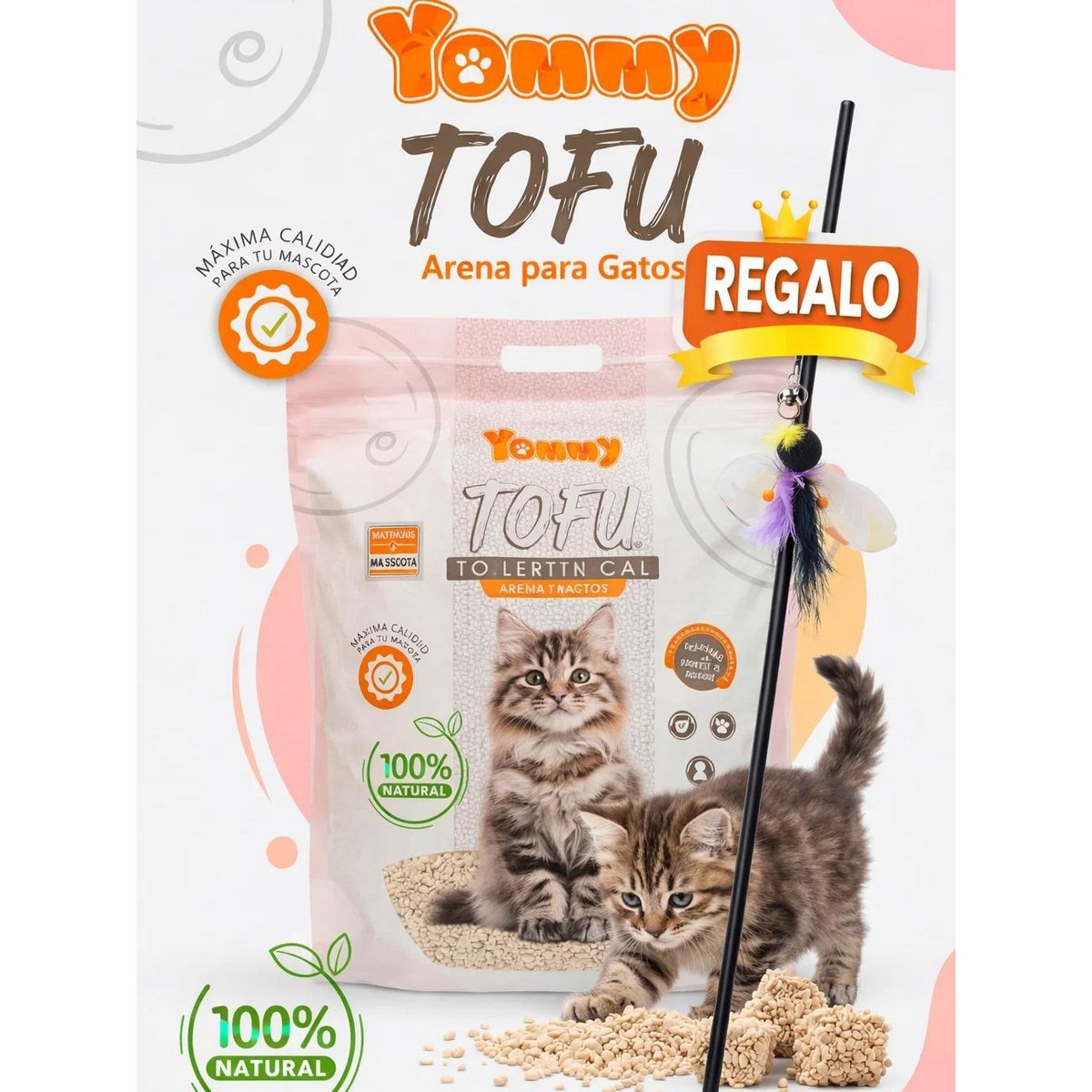 Gratisgeschenk | Yommy natürliches Katzenstreu | Umweltfreundliche Tofu-Katzenstreu | Extrem saugfähig, schnell trocknend und staubfrei | Biologisch abbaubar und spülbar | Geringe Spurbildung, einfache Reinigung und frischer Duft