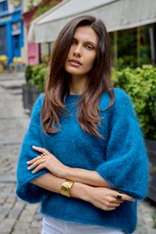 Pull col bateau manches 3/4 en 76% mohair et laine