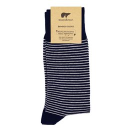 Chaussettes rayées en bambou bleu marine