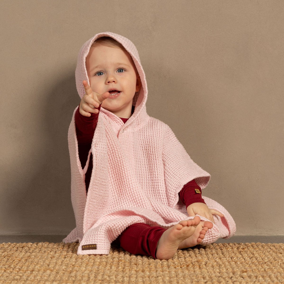Waffle Poncho with Hoodie