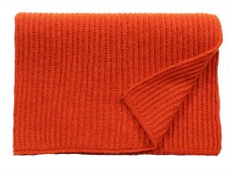Vibrant orange scarf with a ribbed texture, made of soft, high-quality material. Versatile accessory that can be worn in various ways to complement any outfit.