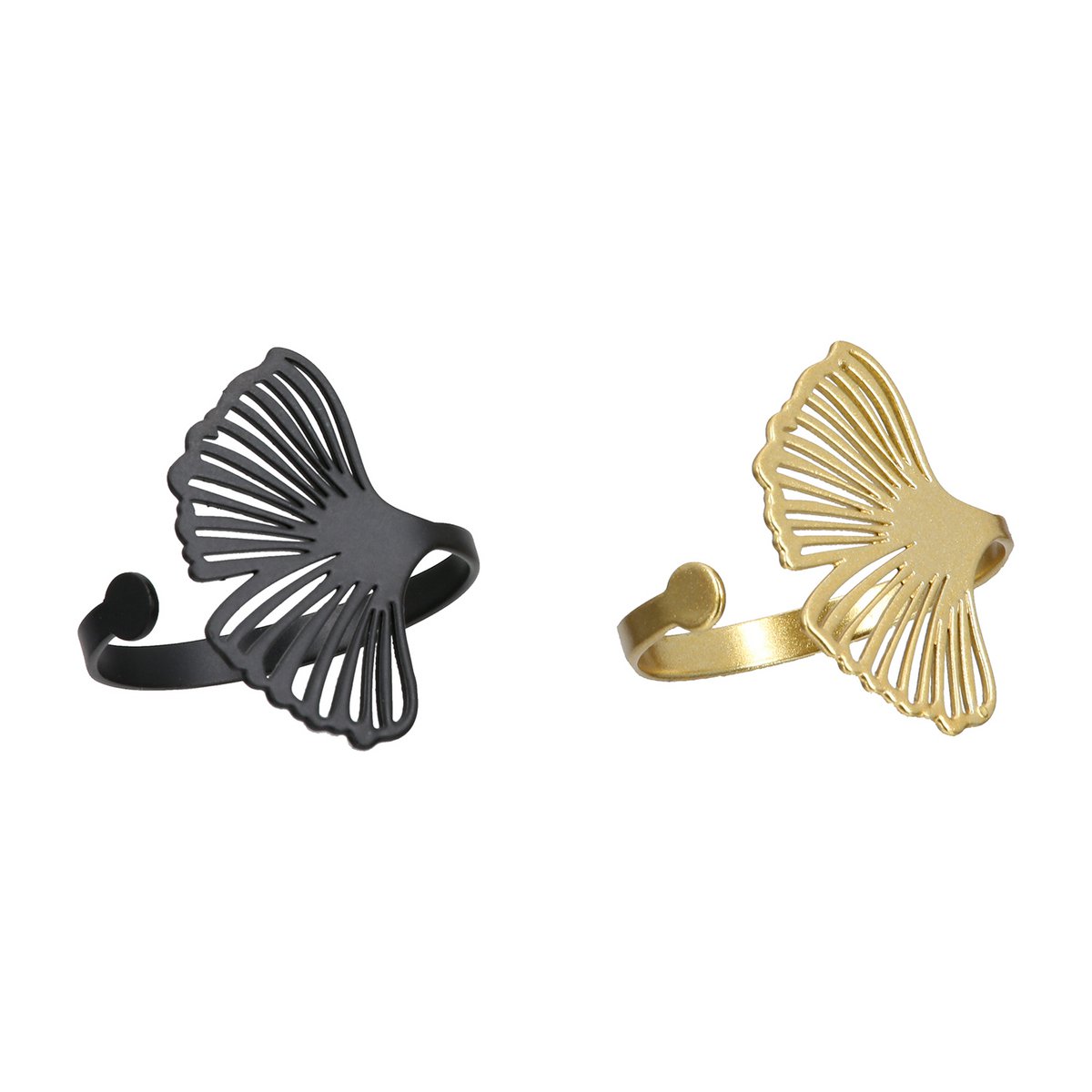4Tlg. Set Servettenring Ginkgo 2-Sort. Gold colors, black, ve 6
