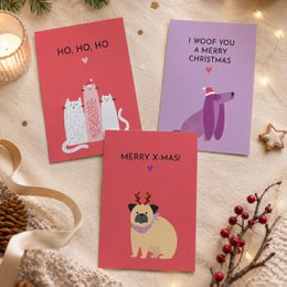 funny Christmas card “Merry X-Mas!”  Postcard with dog