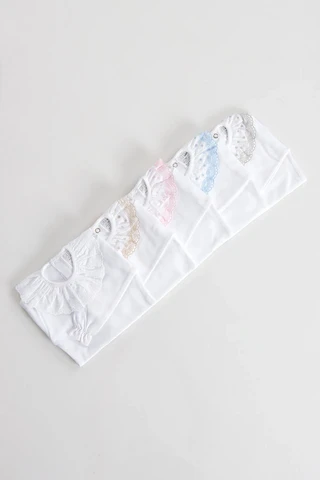 Babygeborduurde bodysuit met kraag met ruches, korte mouw