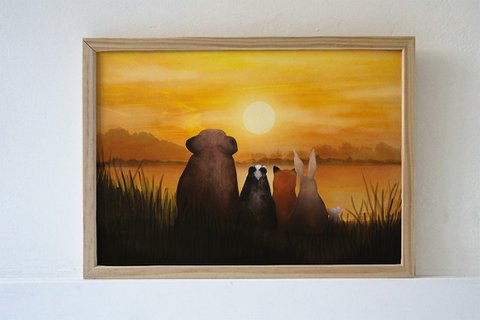Poster Zonsondergang Biesbosch