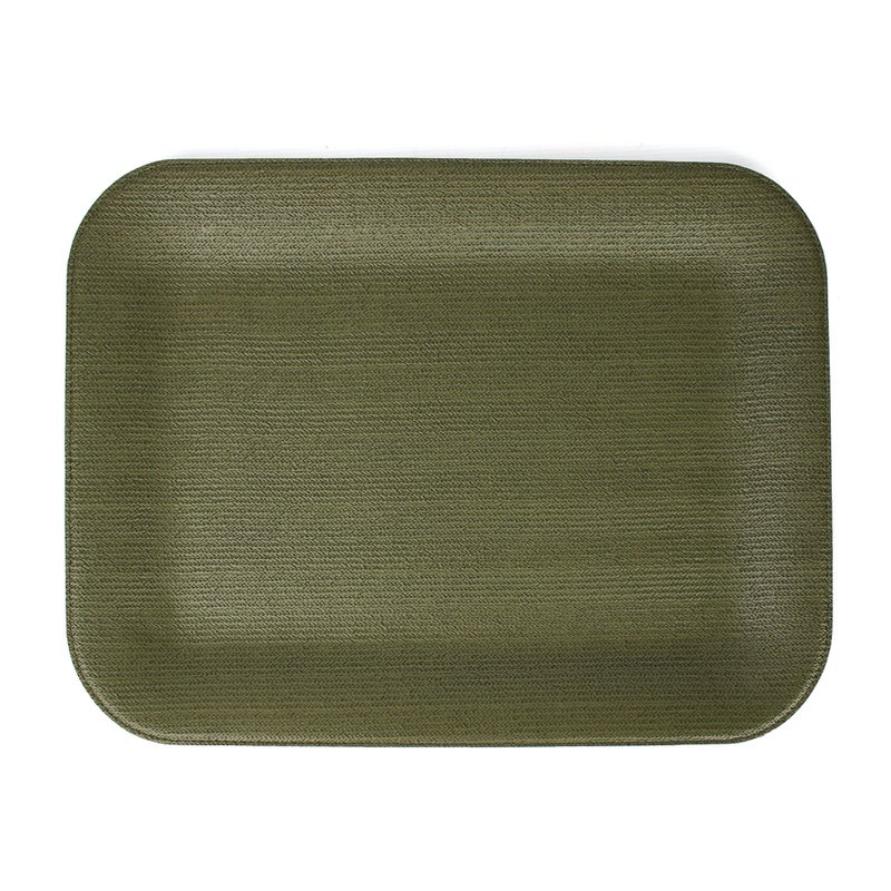 Tablette plate grande bac à portion en tricot vert enduit