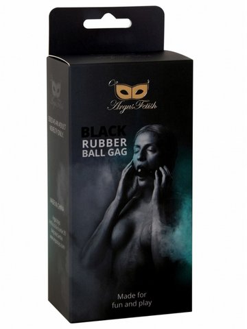Argus Black Rubber Ball Gag - Leatherlook -band - AF 001022