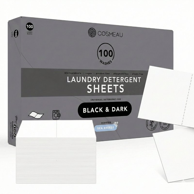Cosmeau darker and black laundry detergent sheets