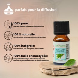 Etherische olie - Rozemarijn - 10 ml - Gebruik voor diffusie - Verpakt in Frankrijk