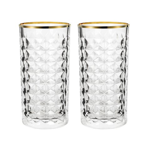 "Luxe" Crystal Glasses Gold Rim Set - Latte Macchiato & Iced Coffee