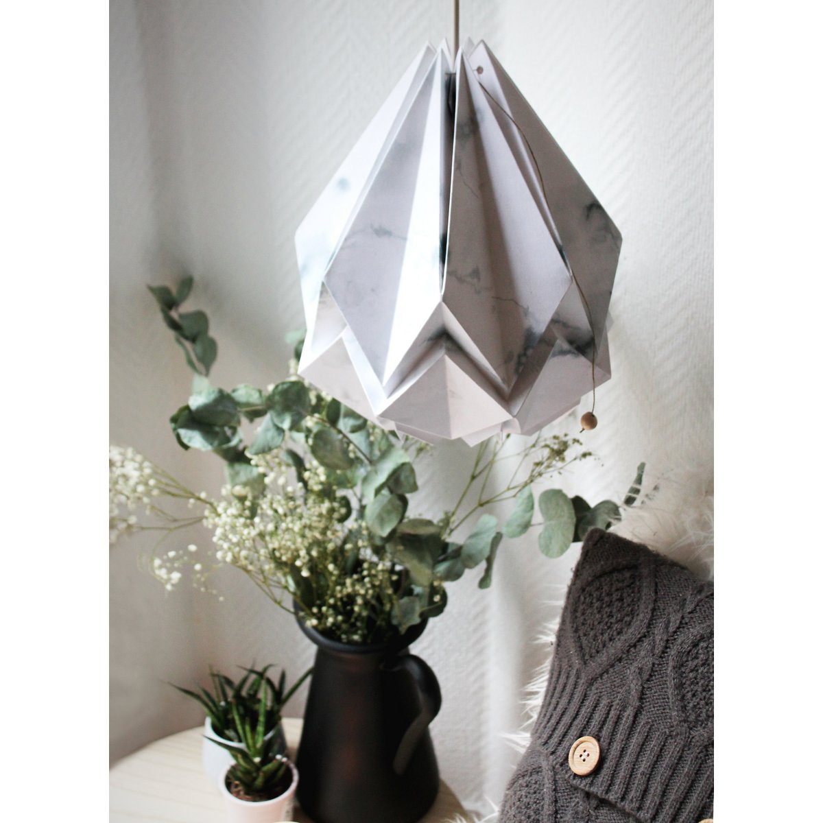 Papierowa lampa wisząca Origami - Zimowy wzór - rozmiar M