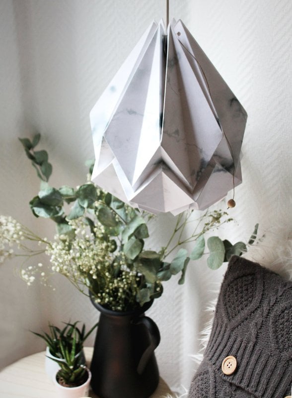 Papierowa lampa wisząca Origami - Zimowy wzór - rozmiar M