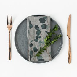 Eucalyptus on Natural Linen Napkins Set of 2