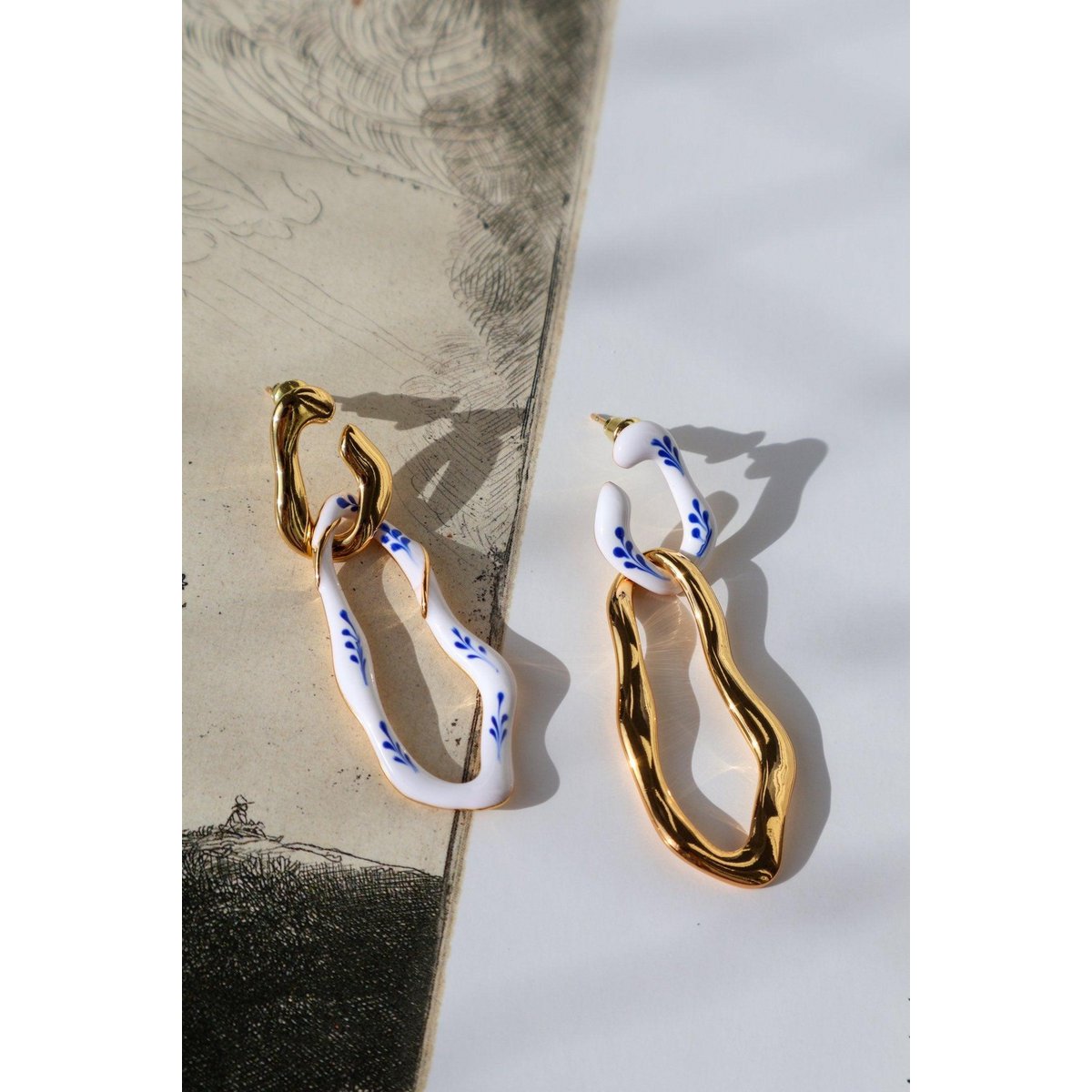 Varia Enamel 2-in-1 Earrings — Blue & Silver