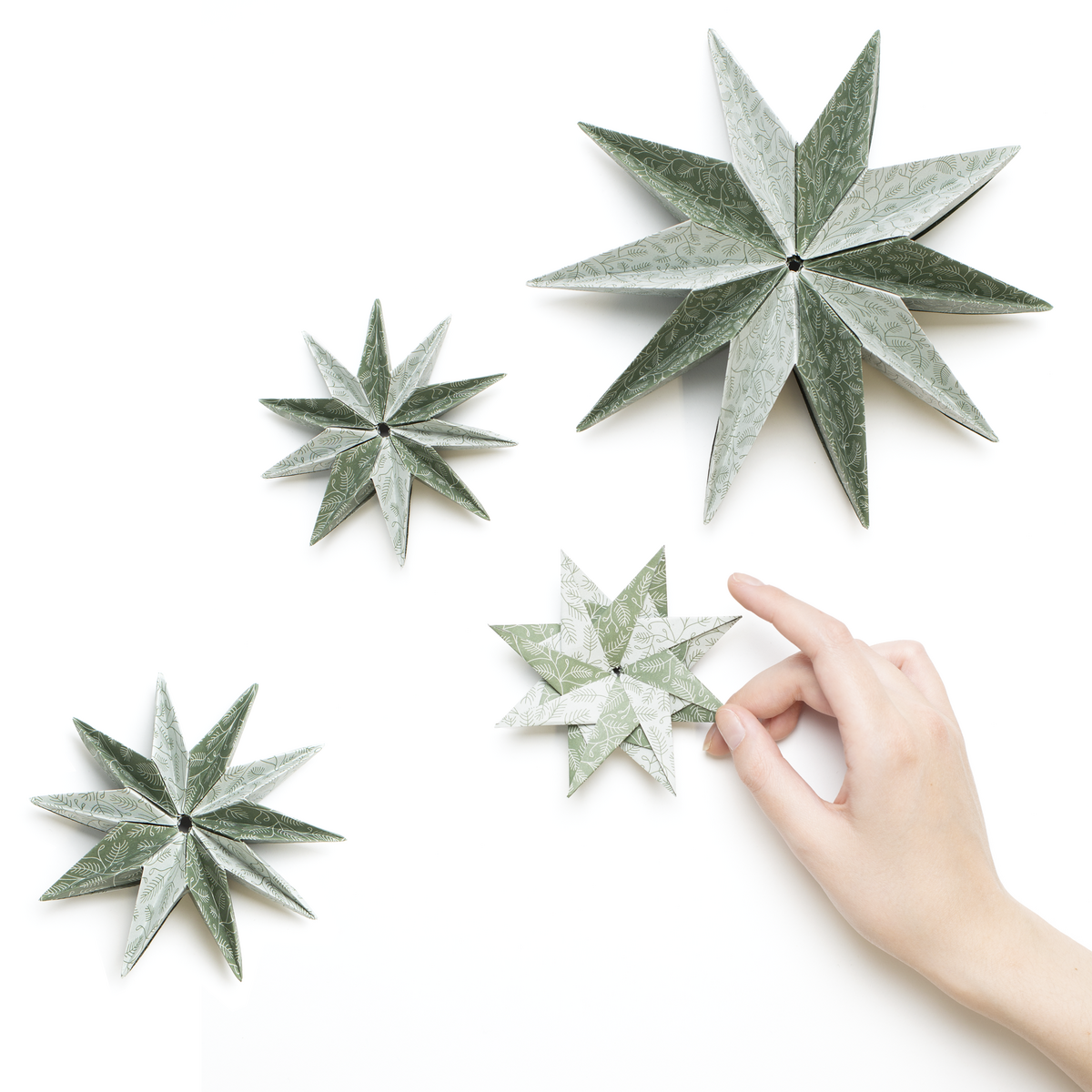 Juleorigamipapir - grangrene grøn og mint - 25 ark dobbeltsidet genbrugspapir