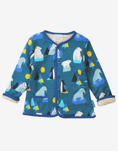 Bio-Baumwoll Kinder Fleece Sweatjacke zum Wenden mit Arktis-Druck