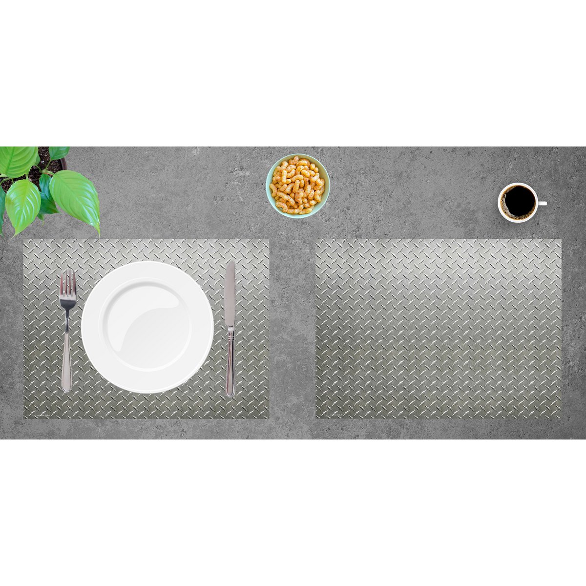 Rimpelpatroon van staalplaten - Placemats | Premium vinyl placemats 44 x 32 cm - 4 stuks