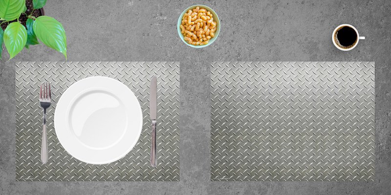 Stahlblech Riffel Muster - Tischsets | Platzsets aus Premium-Vinyl 44 x 32 cm - 4 Stück