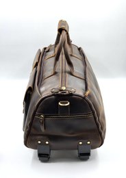 Handgefertigte Garderobentasche aus geöltem Leder – handgefertigte 60 cm große Kleidertasche mit speziellem Schuhfach
