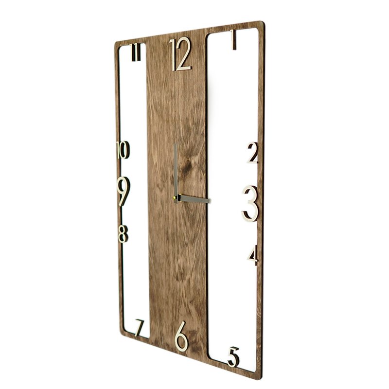 Large vertical rectangle wooden wall clock modern unusual