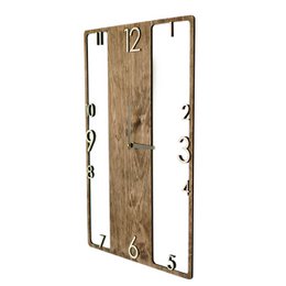Large vertical rectangle wooden wall clock modern unusual