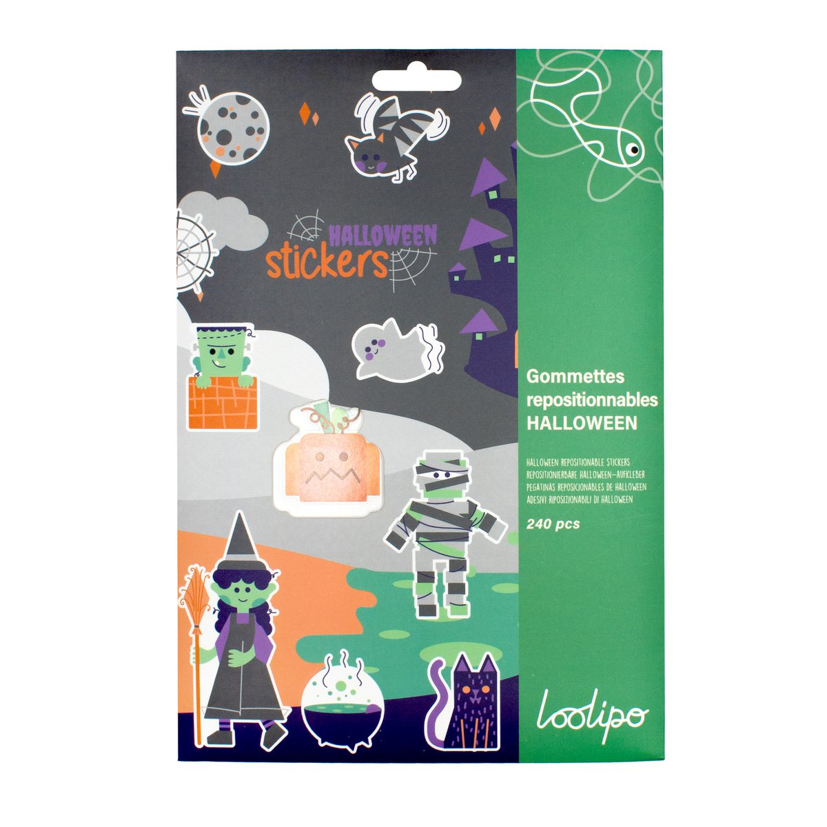 PEGATINAS DE PAPEL REPOSICIONABLES - HALLOWEEN - 2 - 8 cm - 240 uds - Colores surtidos