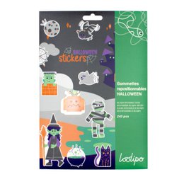 ADESIVI IN CARTA RIPOSIZIONABILI - HALLOWEEN - 2 - 8 cm - 240 pz - Colori assortiti