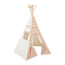Baumwoll-Tipi-Zelt für Mädchen mit Blumendruck „Frühlingsgarten“