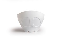  A white, owl-shaped popcorn maker with large eyes and a round body. The popcorn maker appears to be made of a durable, plastic material and has a simple, minimalist design.