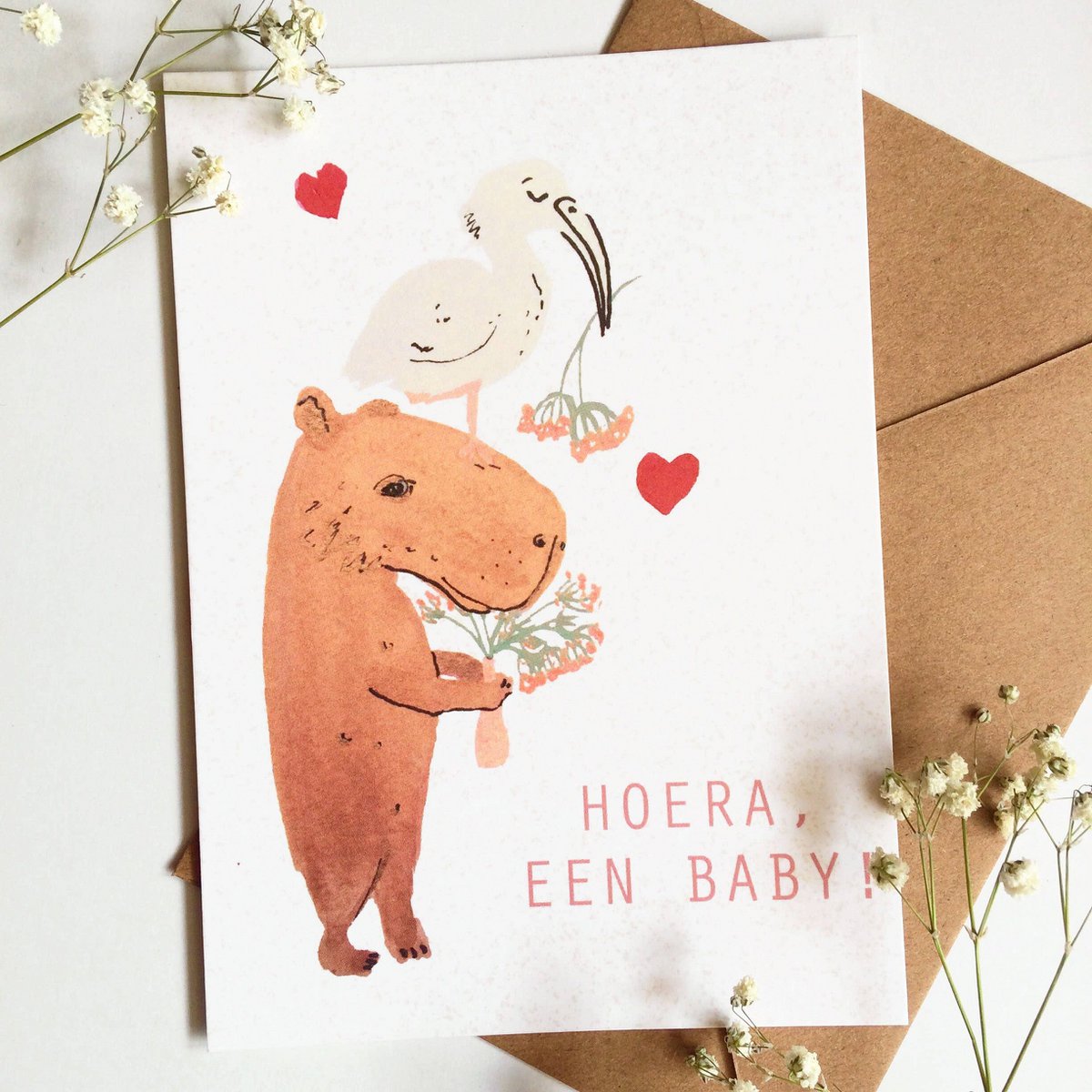 Capybara Baby / Birth Postcard NL (eco friendly)