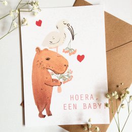 Capybara Baby / Birth Postcard NL (eco friendly)