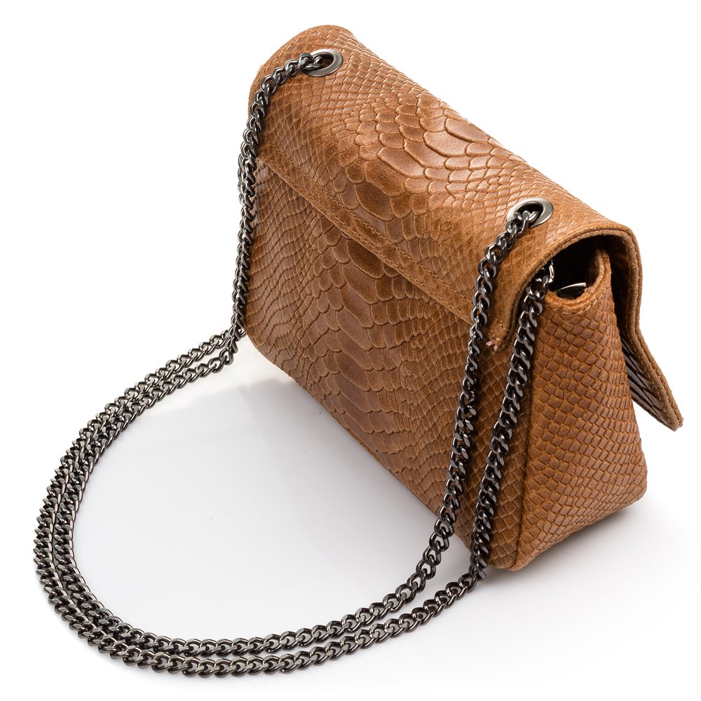 Florence Artegiani. Dalida Women's shoulder bag. Genuine Leather Suede Engraving Snake
