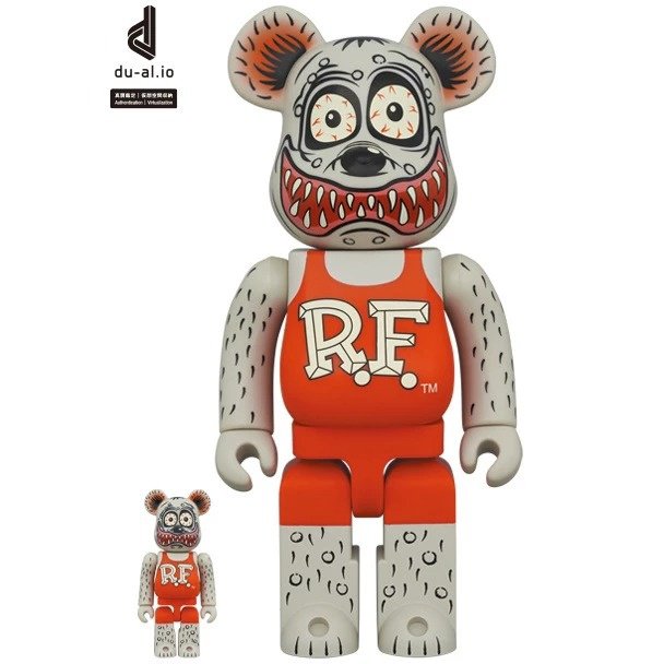 Set Bearbrick 400% e 100% - Rat Fink di Ed "Big Daddy" Roth (Grigio)