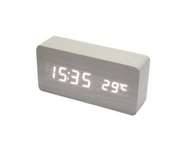 Despertador de madera grande blanco