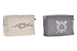 Canvas bag with floral print, gray canvas bag with horseshoe and skull graphic

The canvas bag on the left features a floral print design in shades of blue and white. The bag on the right is a gray canvas bag with a graphic of a horseshoe and skull printed on it.