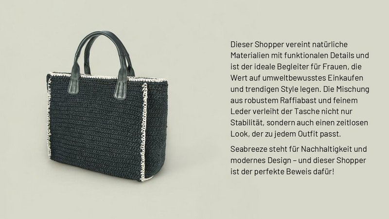 SEABREEZE SHOPPER raphia noir