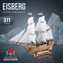 Brigg aus Holz zum Bauen Eisberg – 3D-Holzpuzzle 311 Teile, Schiffsmodell mit Segeln und Takelage, Modellbausatz ab 12 Jahren