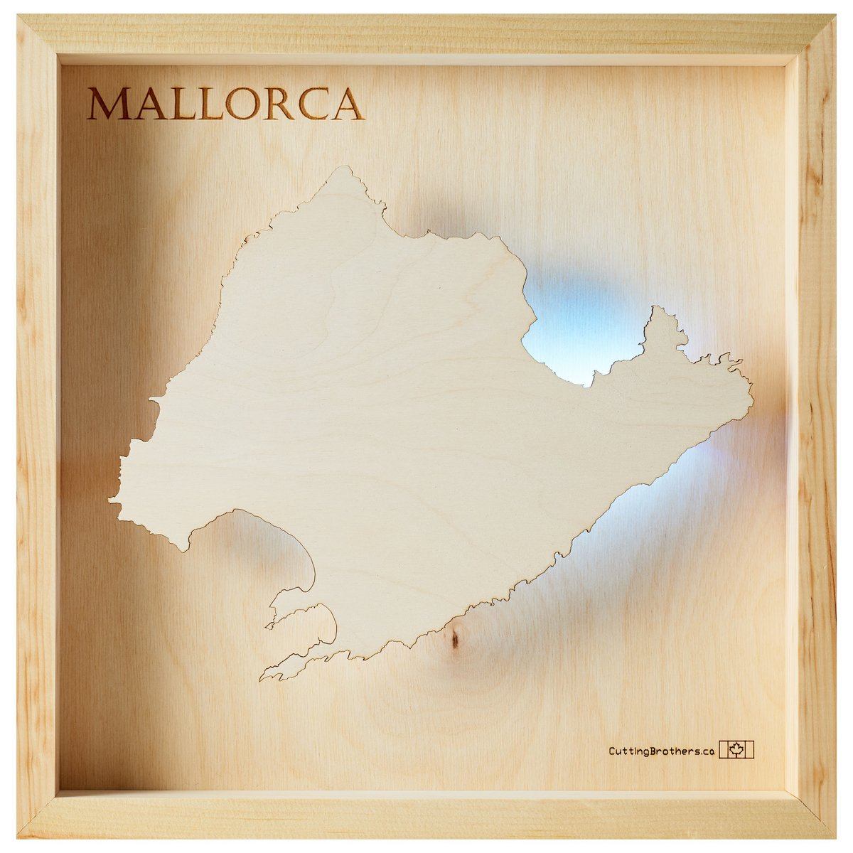 MALLORCA - MAPA DE LUZ DE LA ISLA (LED) de madera 3D