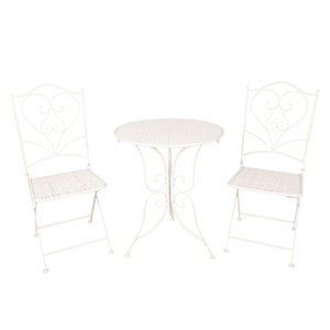 Bistro Set Bistro table Bistro chair 3-piece Ø 60x70 White iron balcony set