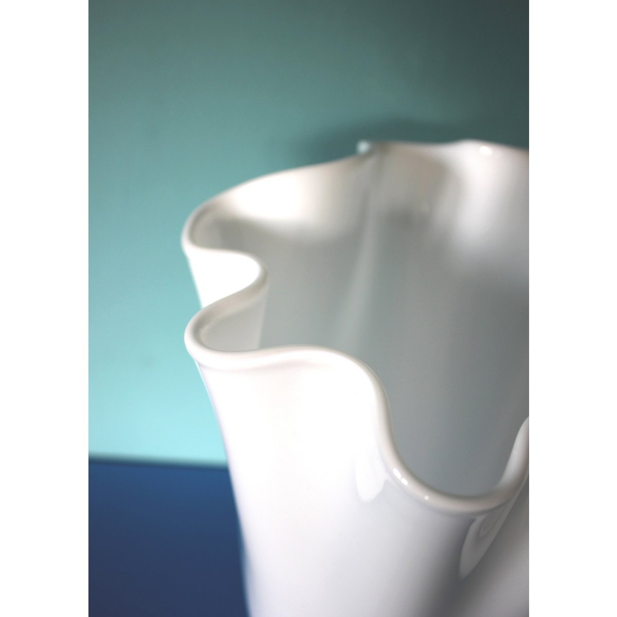 Vaso in vetro ondulato vaso da tavolo in vetro bianco 21 x 21 x 30 cm