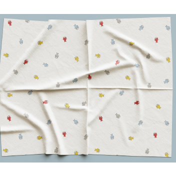 100% bomuldsmuslin - Multifarvet sharky print
