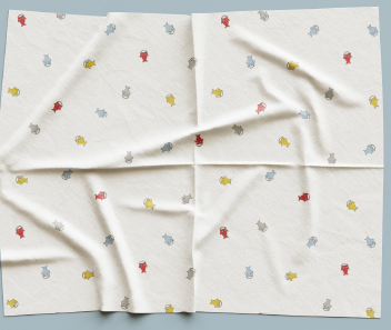 Mussola di cotone 100% - Stampa squali multicolore
