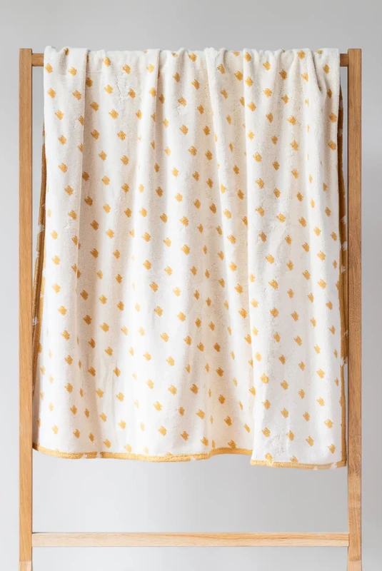 Jacquard-Strandtuch – Pied-de-Poule – Gelb/Weiß