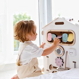 Set - BusyBoard little house white/pastel and creative cube